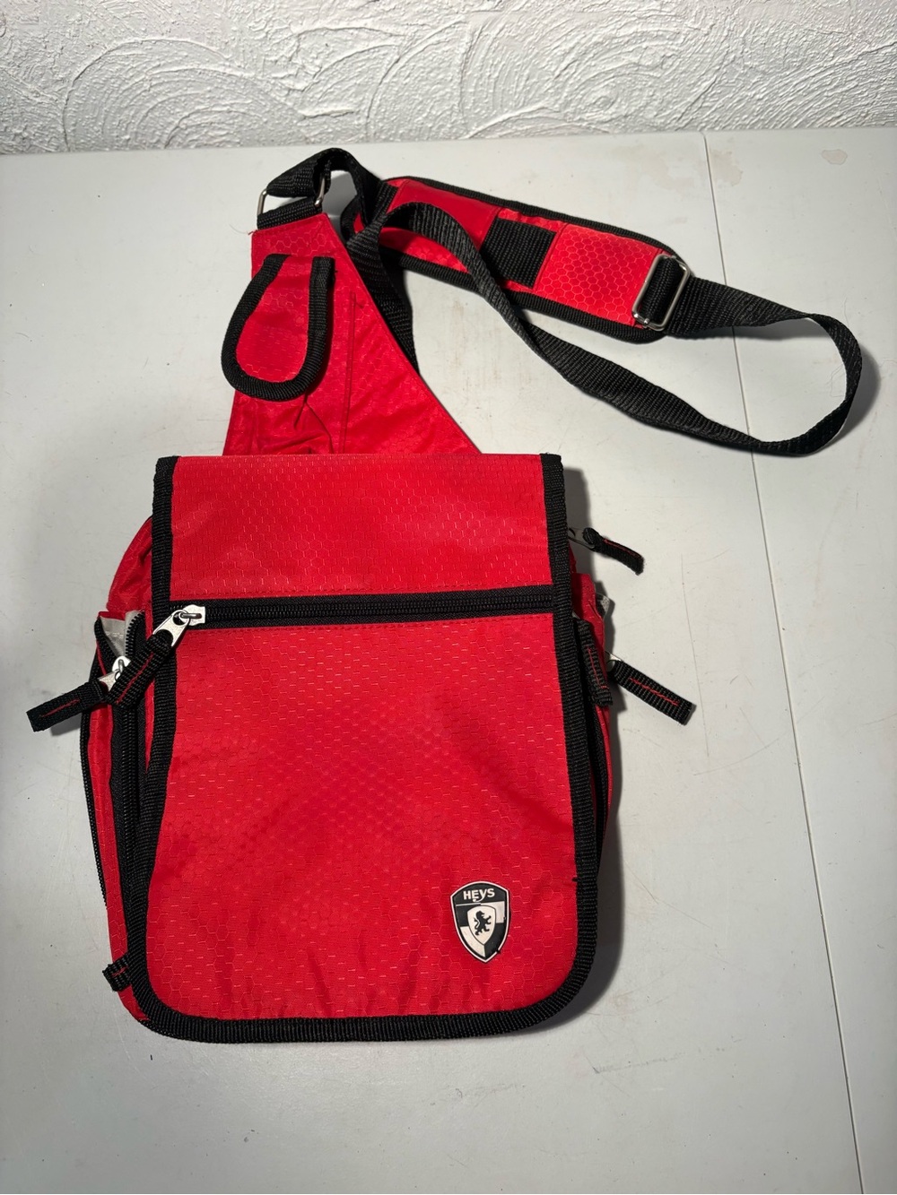 HEYS Red Men's Crossbody Messenger Bag with Black Trim